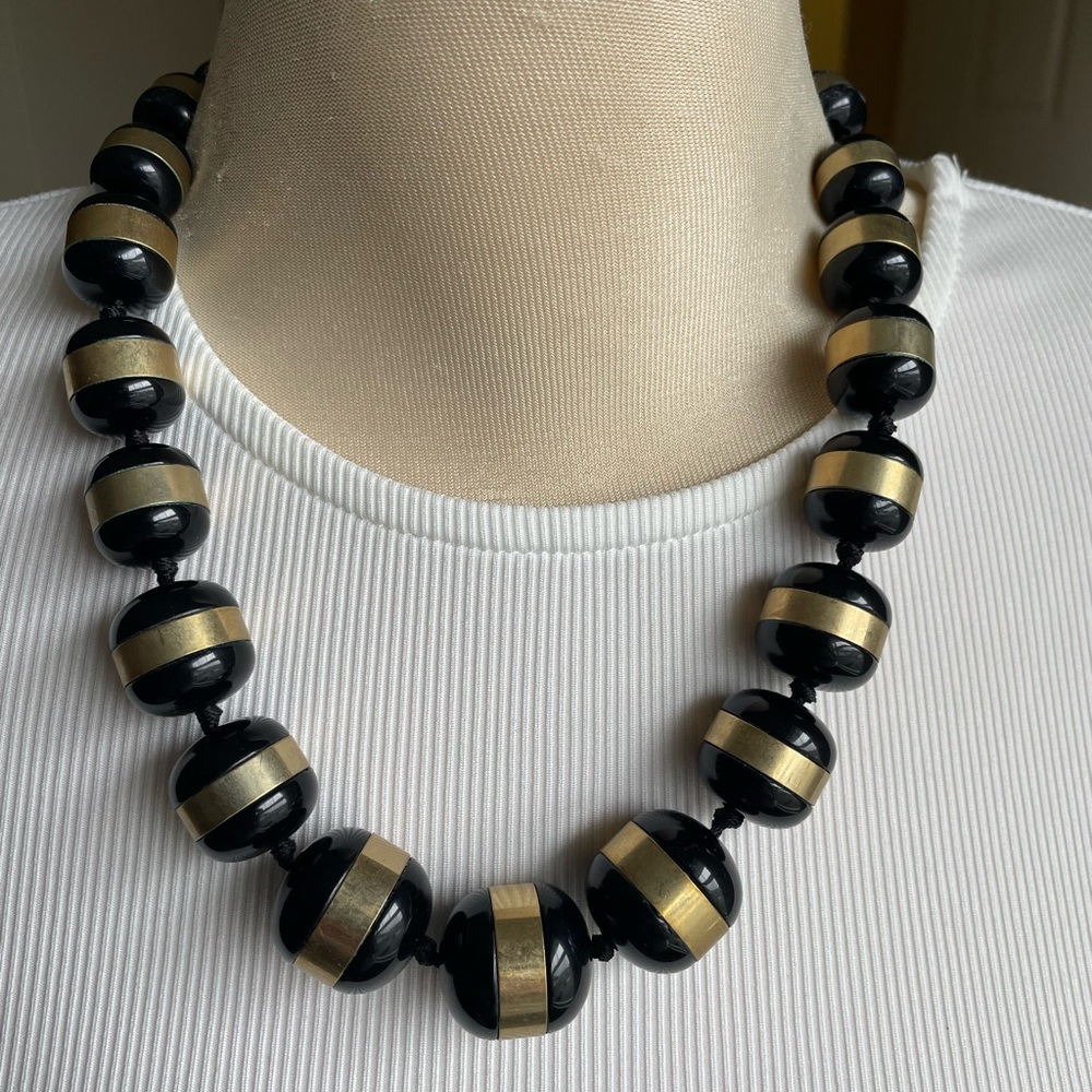 Banana Republic Bold Black and Gold Beaded Necklace